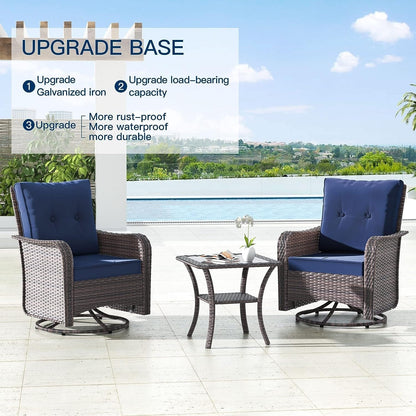 Kullavik 3 Pieces Patio Furniture Set,Outdoor Swivel Rocking Chairs