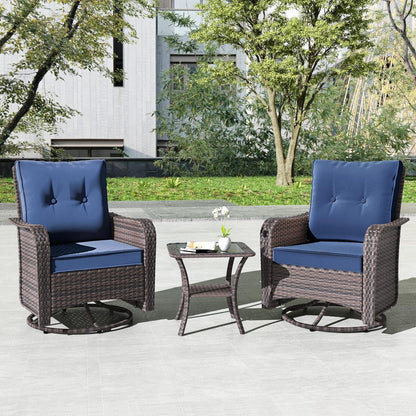 Kullavik 3 Pieces Patio Furniture Set,Outdoor Swivel Rocking Chairs