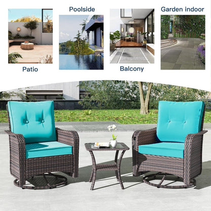 Kullavik 3 Pieces Patio Furniture Set,Outdoor Swivel Rocking Chairs