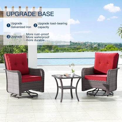 Kullavik 3 Pieces Patio Furniture Set,Outdoor Swivel Rocking Chairs