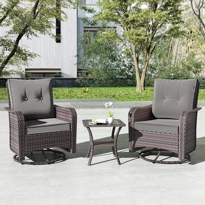 Kullavik 3 Pieces Patio Furniture Set,Outdoor Swivel Rocking Chairs