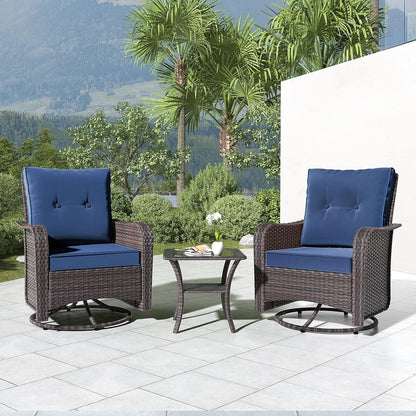 Kullavik 3 Pieces Patio Furniture Set,Outdoor Swivel Rocking Chairs