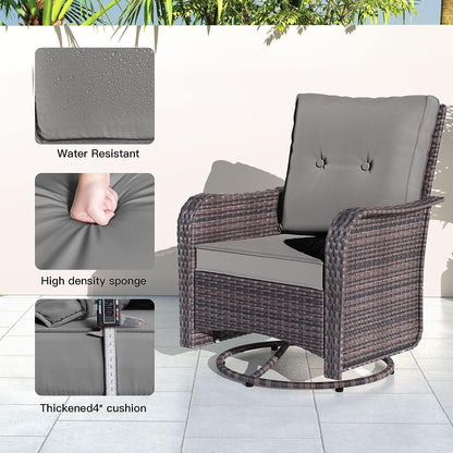 Kullavik 3 Pieces Patio Furniture Set,Outdoor Swivel Rocking Chairs