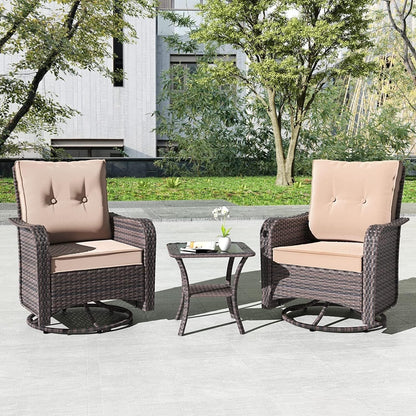 Kullavik 3 Pieces Patio Furniture Set,Outdoor Swivel Rocking Chairs
