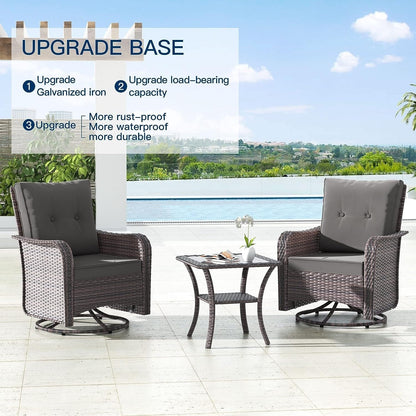 Kullavik 3 Pieces Patio Furniture Set,Outdoor Swivel Rocking Chairs