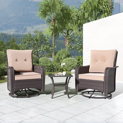 Kullavik 3 Pieces Patio Furniture Set,Outdoor Swivel Rocking Chairs