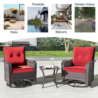 Kullavik 3 Pieces Patio Furniture Set,Outdoor Swivel Rocking Chairs