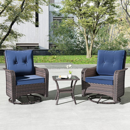 Kullavik 3 Pieces Patio Furniture Set,Outdoor Swivel Rocking Chairs