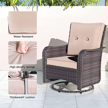 Kullavik 3 Pieces Patio Furniture Set,Outdoor Swivel Rocking Chairs