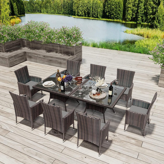 Kullavik Outdoor Dining Set, Rattan Patio Furniture Dining Table & Chairs - 5 Pcs