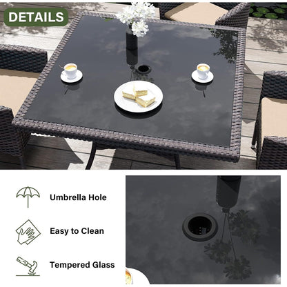 Kullavik Outdoor Dining Set, Rattan Patio Furniture Dining Table & Chairs - 5 Pcs