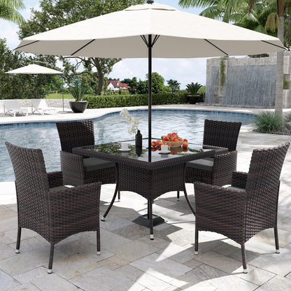 Kullavik Outdoor Dining Set, Rattan Patio Furniture Dining Table & Chairs - 5 Pcs
