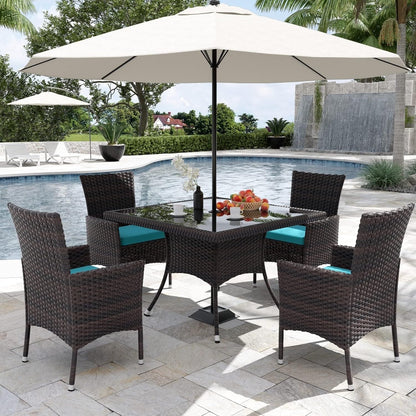Kullavik Outdoor Dining Set, Rattan Patio Furniture Dining Table & Chairs - 5 Pcs