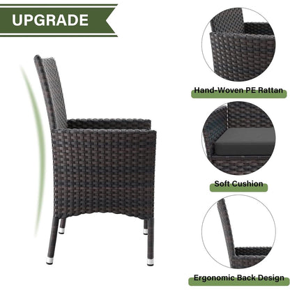 Kullavik Outdoor Dining Set, Rattan Patio Furniture Dining Table & Chairs - 5 Pcs