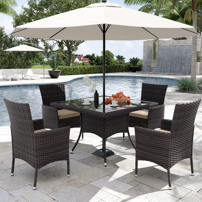 Kullavik Outdoor Dining Set, Rattan Patio Furniture Dining Table & Chairs - 5 Pcs