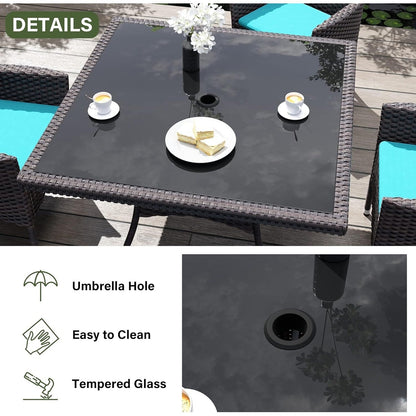Kullavik Outdoor Dining Set, Rattan Patio Furniture Dining Table & Chairs - 5 Pcs