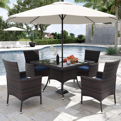Kullavik Outdoor Dining Set, Rattan Patio Furniture Dining Table & Chairs - 5 Pcs