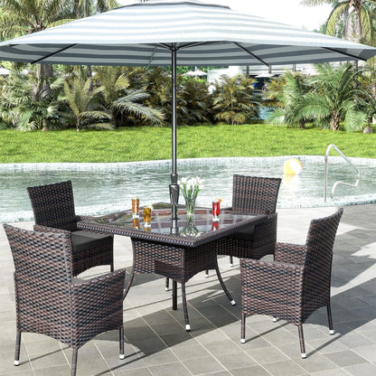 Kullavik Outdoor Dining Set, Rattan Patio Furniture Dining Table & Chairs - 5 Pcs