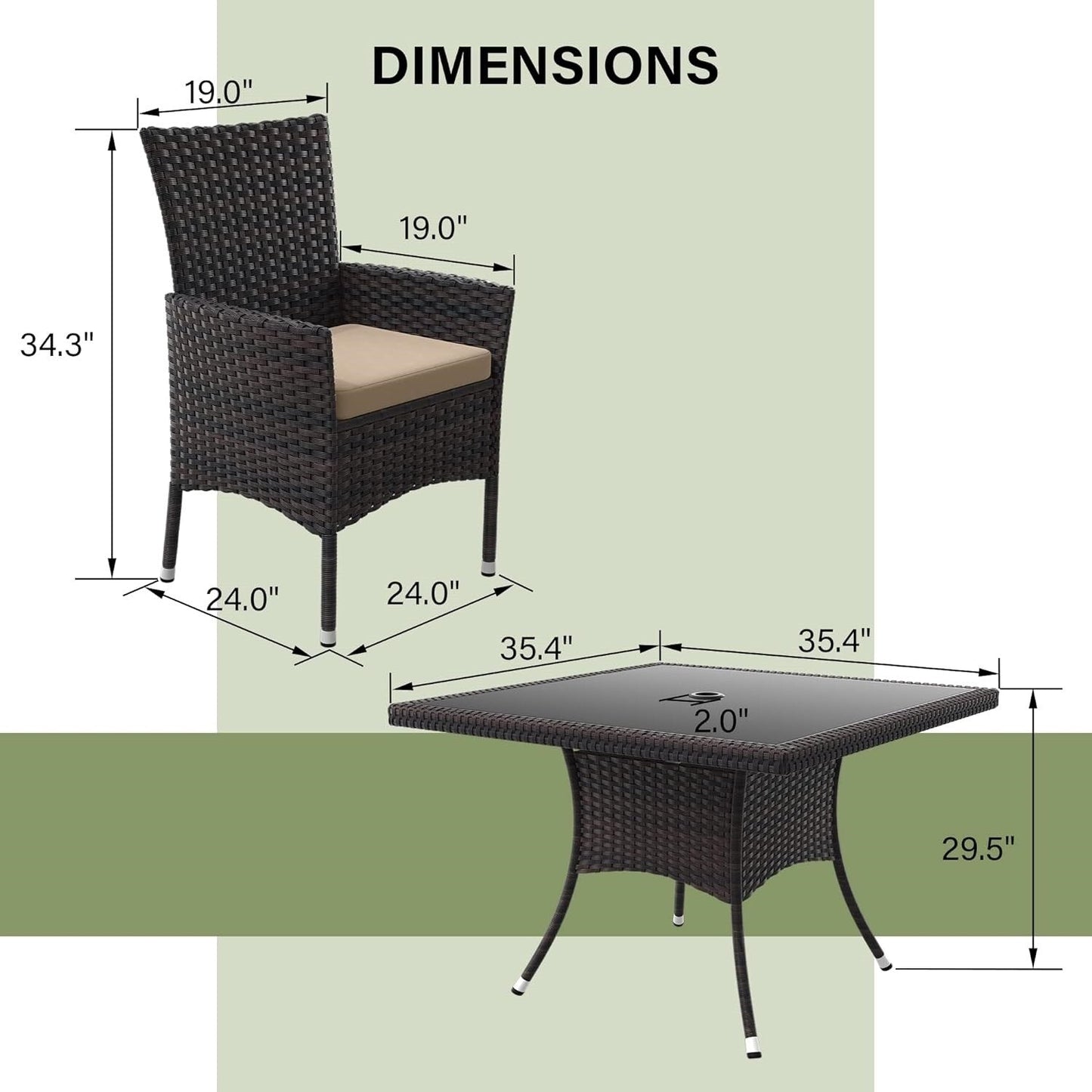 Kullavik Outdoor Dining Set, Rattan Patio Furniture Dining Table & Chairs - 5 Pcs