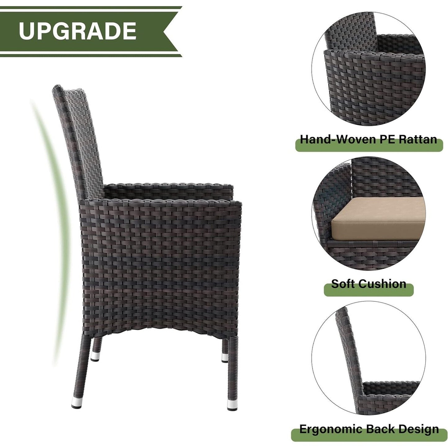 Kullavik Outdoor Dining Set, Rattan Patio Furniture Dining Table & Chairs - 5 Pcs