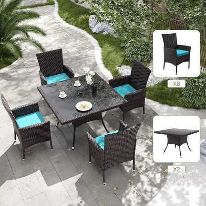 Kullavik Outdoor Dining Set, Rattan Patio Furniture Dining Table & Chairs