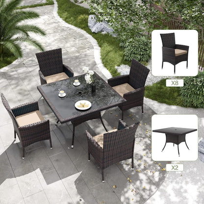 Kullavik Outdoor Dining Set, Rattan Patio Furniture Dining Table & Chairs