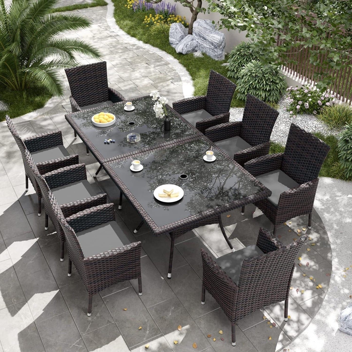 Kullavik Outdoor Dining Set, Rattan Patio Furniture Dining Table & Chairs