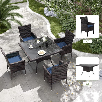 Kullavik Outdoor Dining Set, Rattan Patio Furniture Dining Table & Chairs