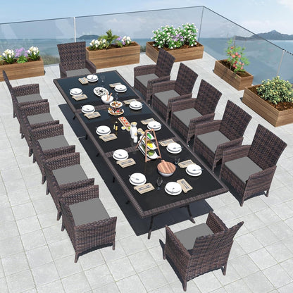 Kullavik Outdoor Dining Set, Rattan Patio Furniture Dining Table & Chairs