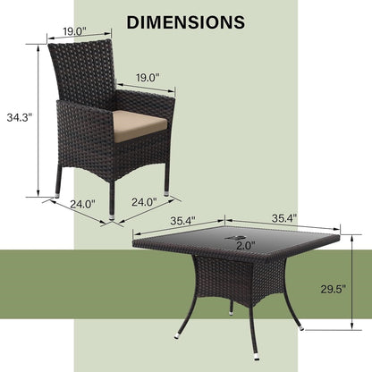 Kullavik Outdoor Dining Set, Rattan Patio Furniture Dining Table & Chairs