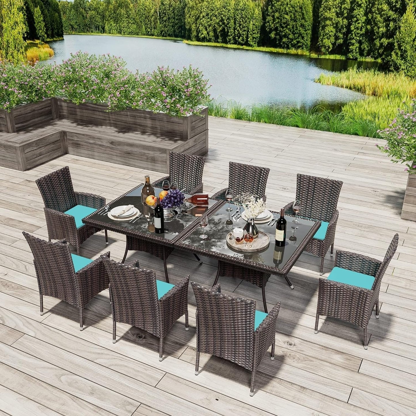 Kullavik Outdoor Dining Set, Rattan Patio Furniture Dining Table & Chairs