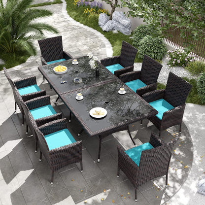 Kullavik Outdoor Dining Set, Rattan Patio Furniture Dining Table & Chairs