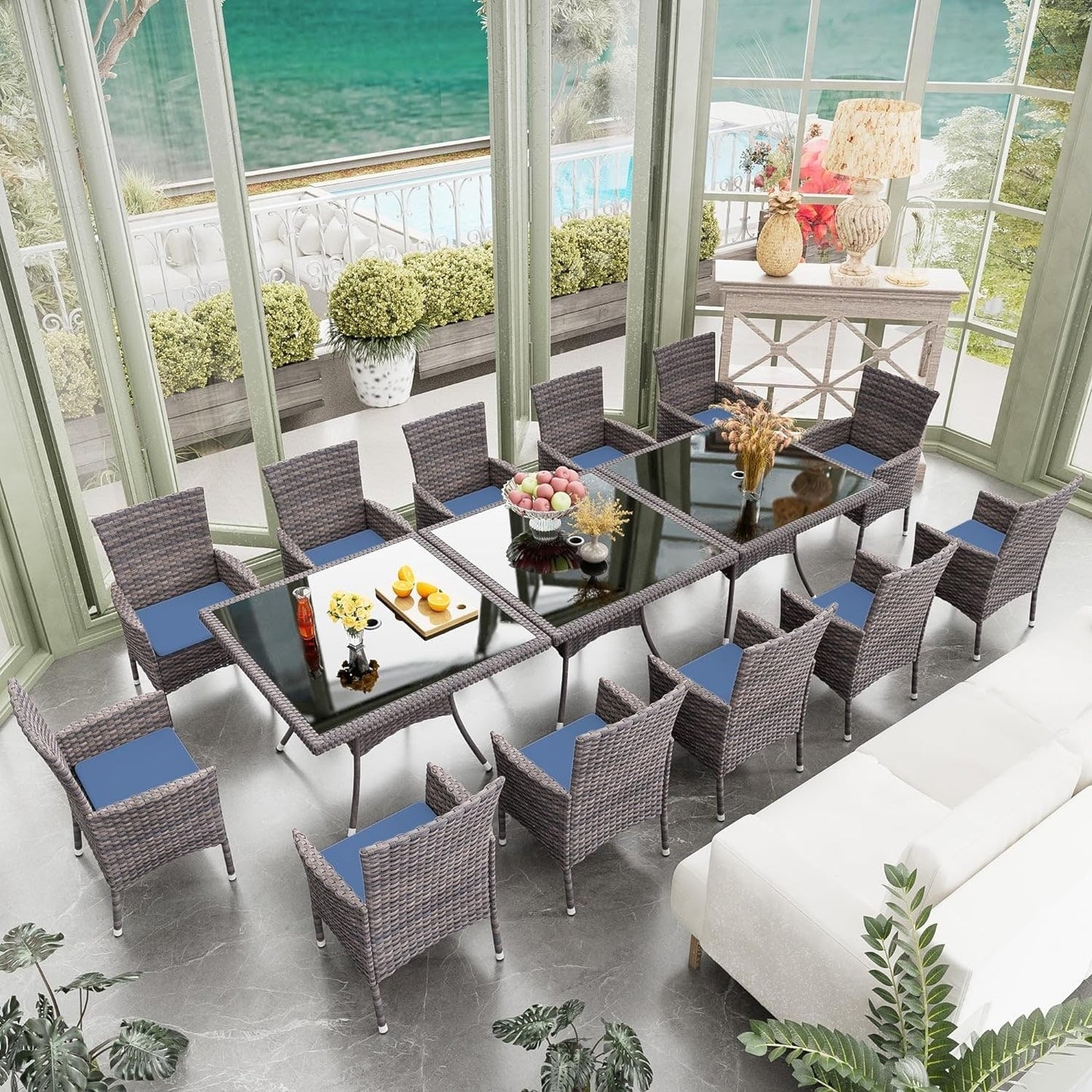 Kullavik Outdoor Dining Set, Rattan Patio Furniture Dining Table & Chairs