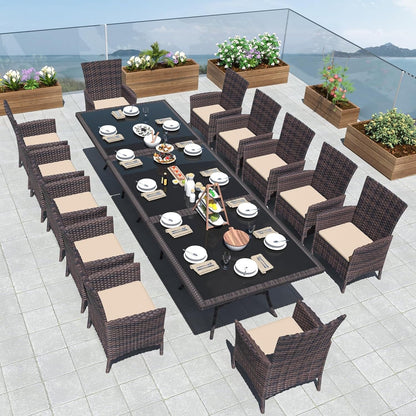 Kullavik Outdoor Dining Set, Rattan Patio Furniture Dining Table & Chairs