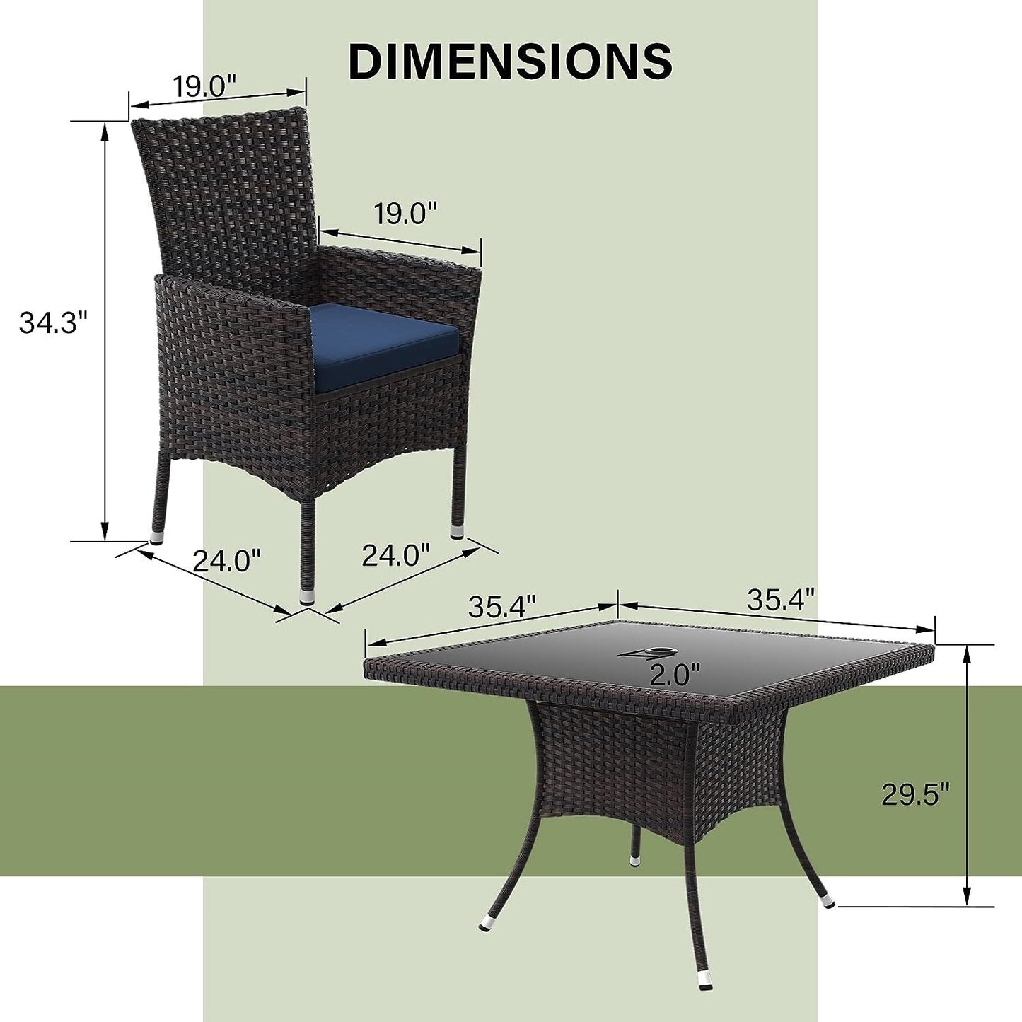Kullavik Outdoor Dining Set, Rattan Patio Furniture Dining Table & Chairs