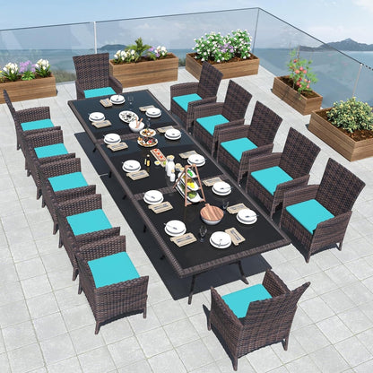 Kullavik Outdoor Dining Set, Rattan Patio Furniture Dining Table & Chairs