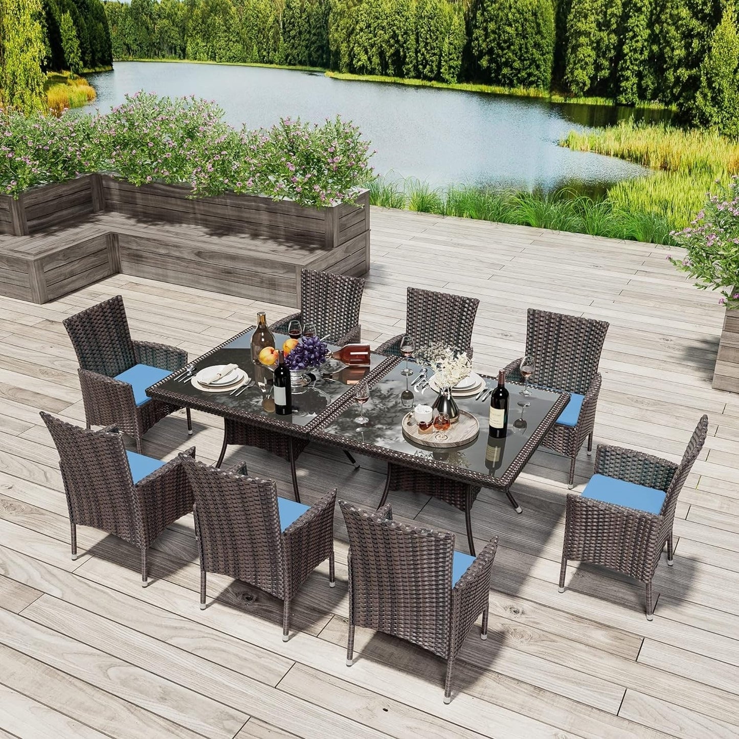 Kullavik Outdoor Dining Set, Rattan Patio Furniture Dining Table & Chairs