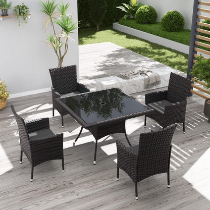Kullavik Outdoor Dining Set, Rattan Patio Furniture Dining Table & Chairs