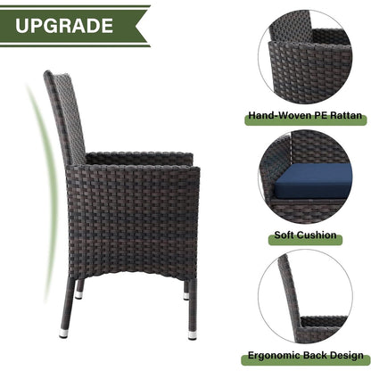 Kullavik Outdoor Dining Set, Rattan Patio Furniture Dining Table & Chairs