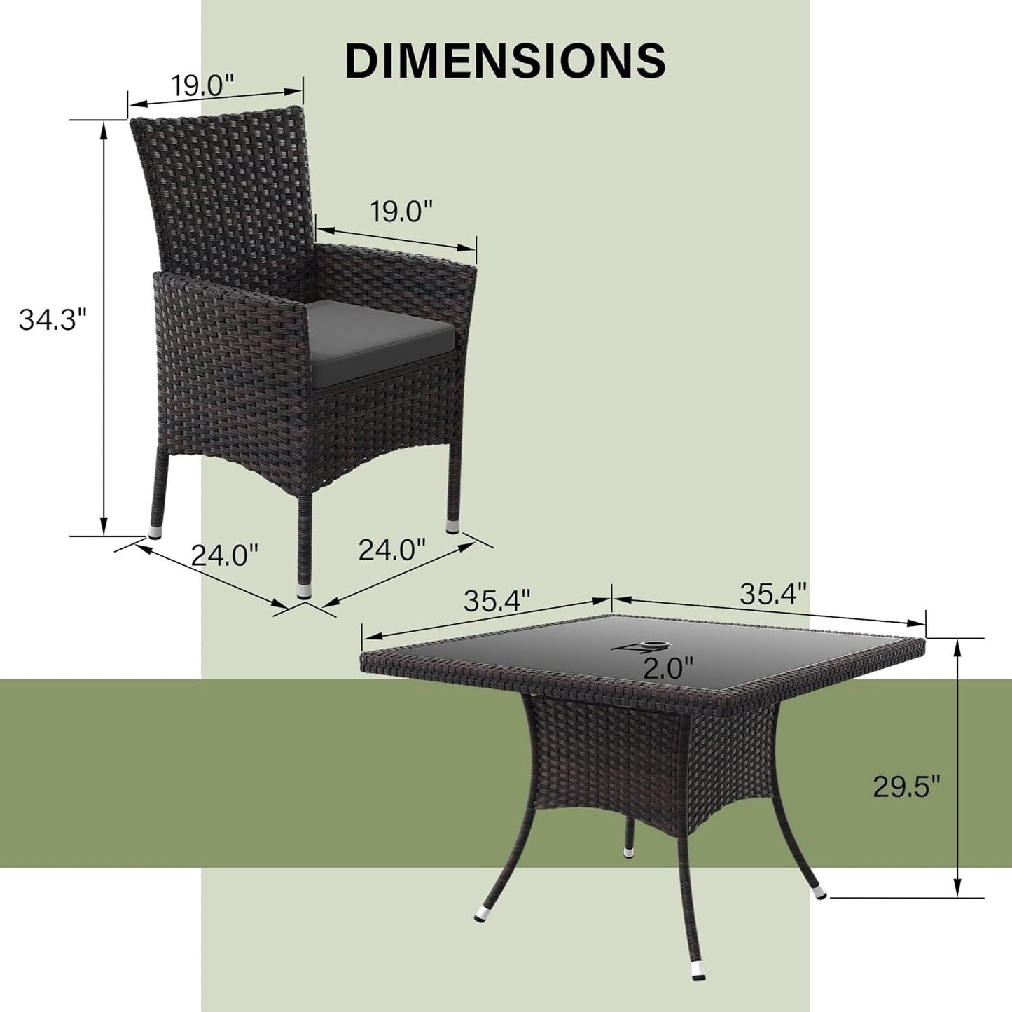 Kullavik Outdoor Dining Set, Rattan Patio Furniture Dining Table & Chairs