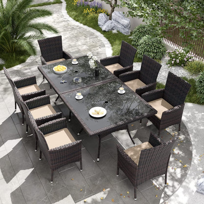 Kullavik Outdoor Dining Set, Rattan Patio Furniture Dining Table & Chairs