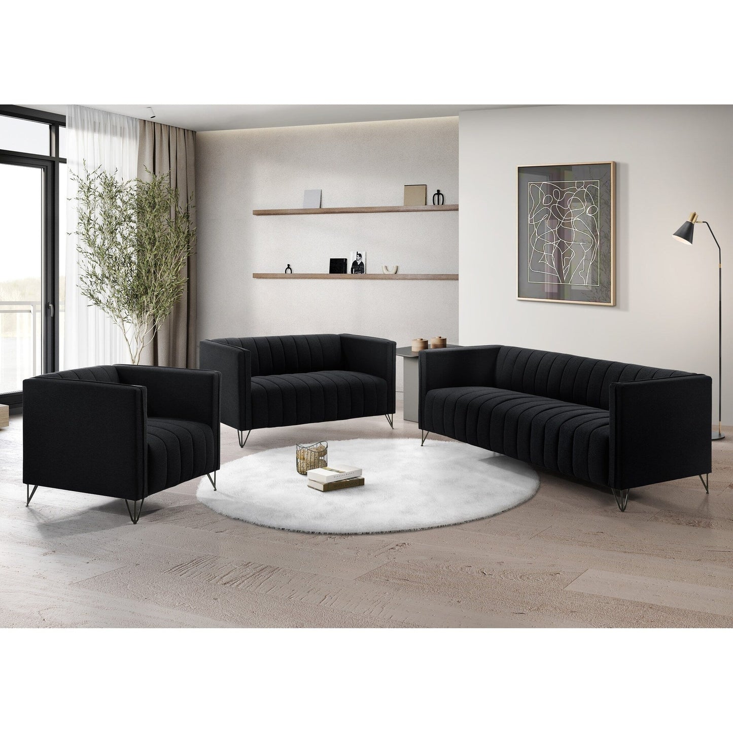 Clayfell Kurtis Square Arm Living Set