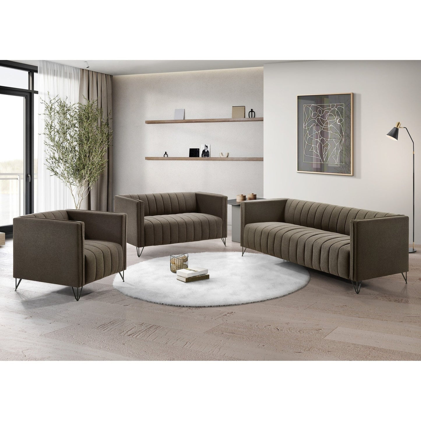 Clayfell Kurtis Square Arm Living Set