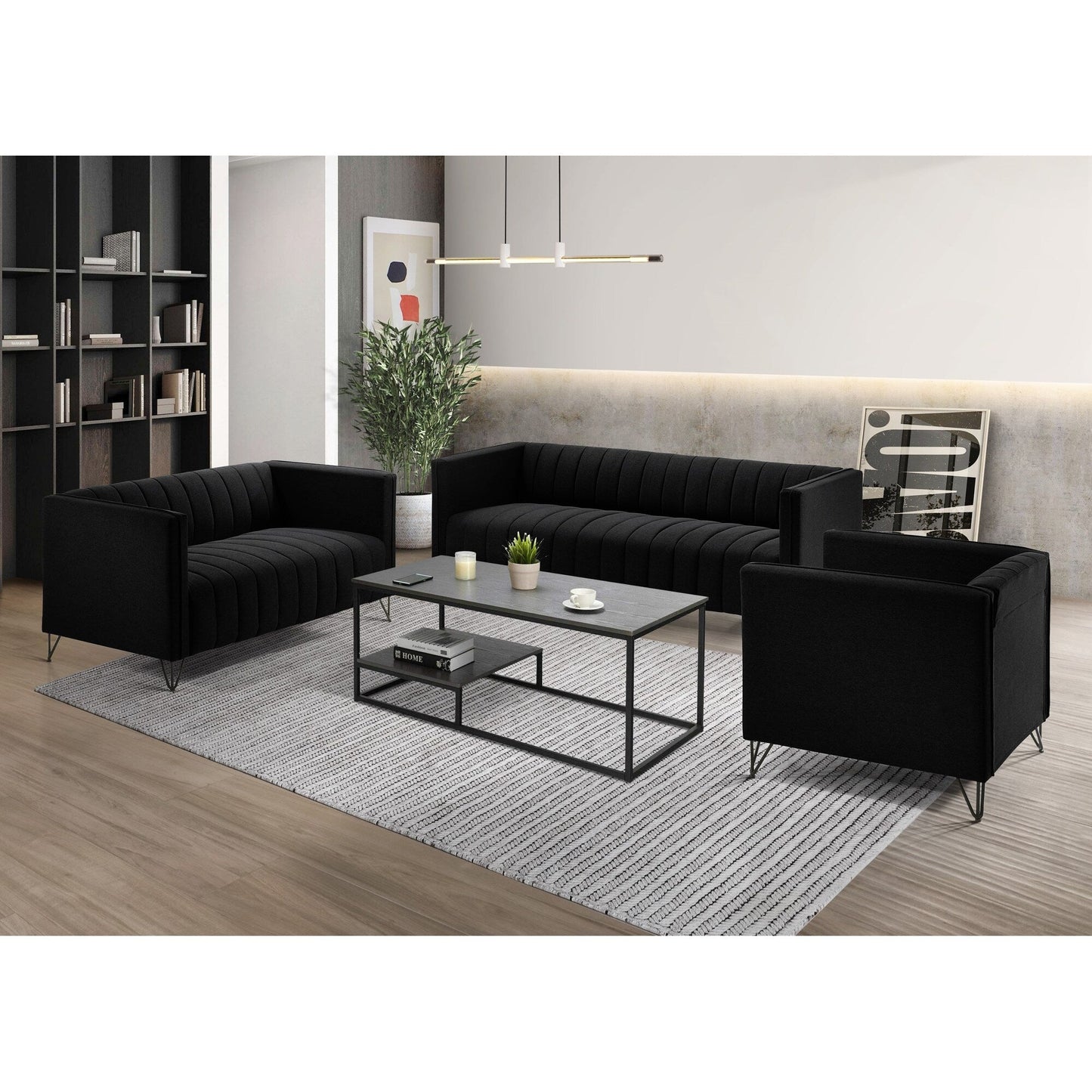 Clayfell Kurtis Square Arm Living Set