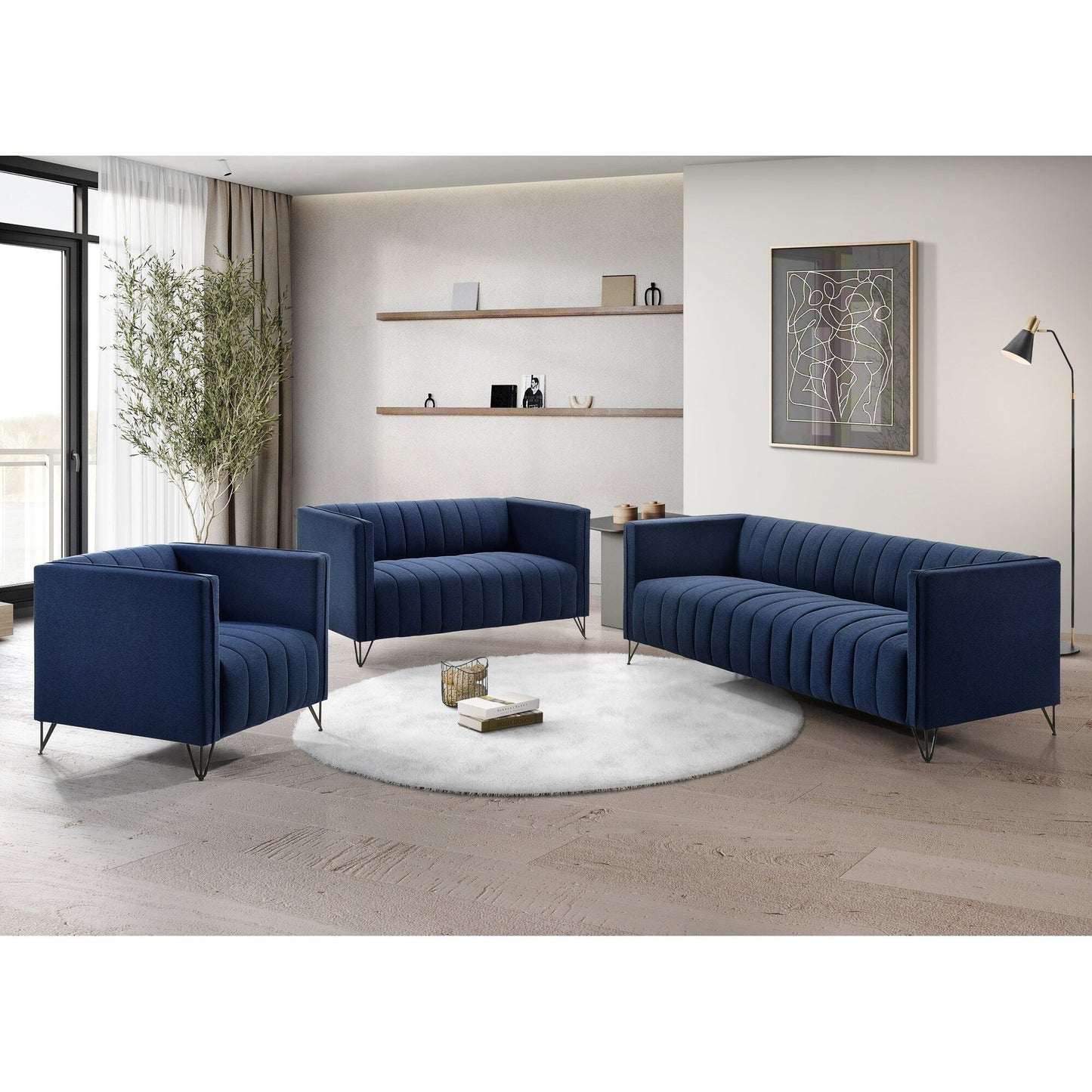 Clayfell Kurtis Square Arm Living Set