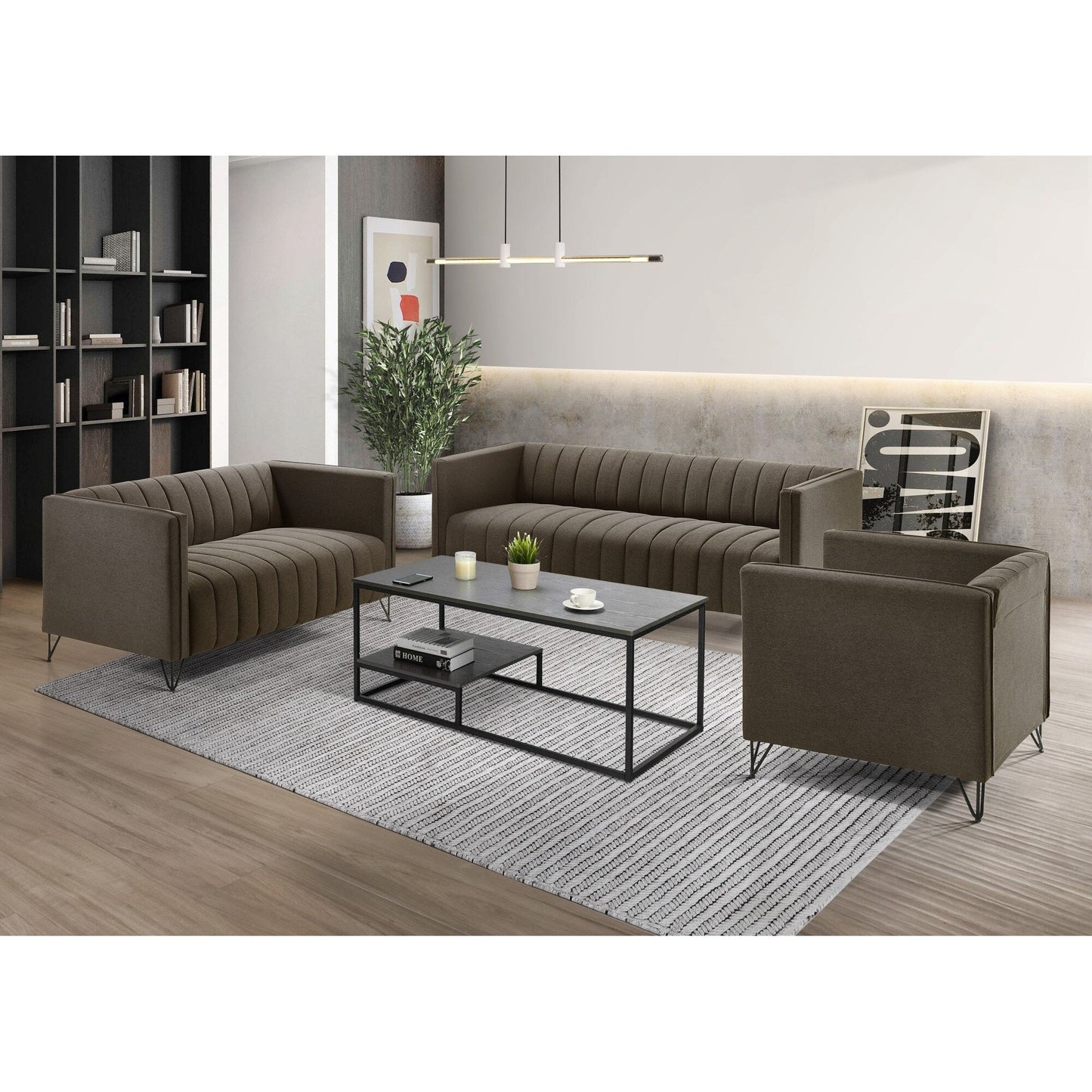 Clayfell Kurtis Square Arm Living Set