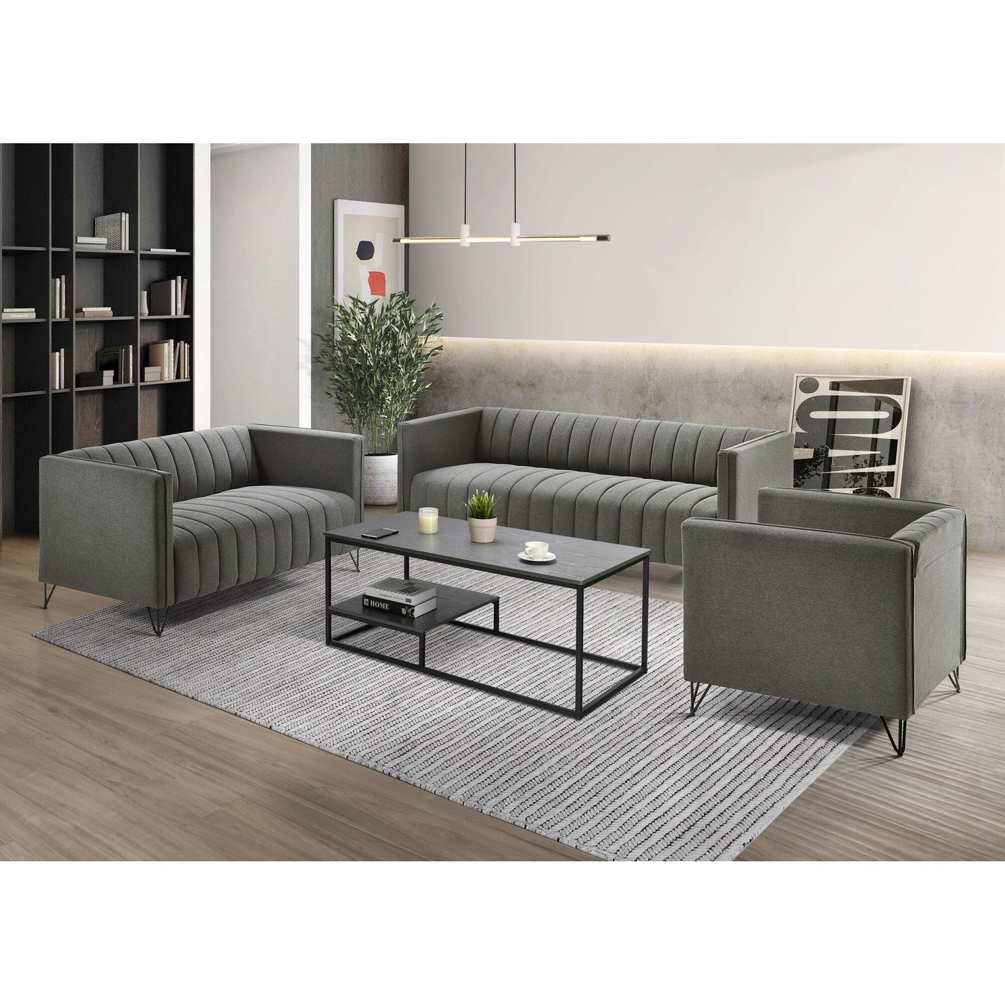 Clayfell Kurtis Square Arm Living Set