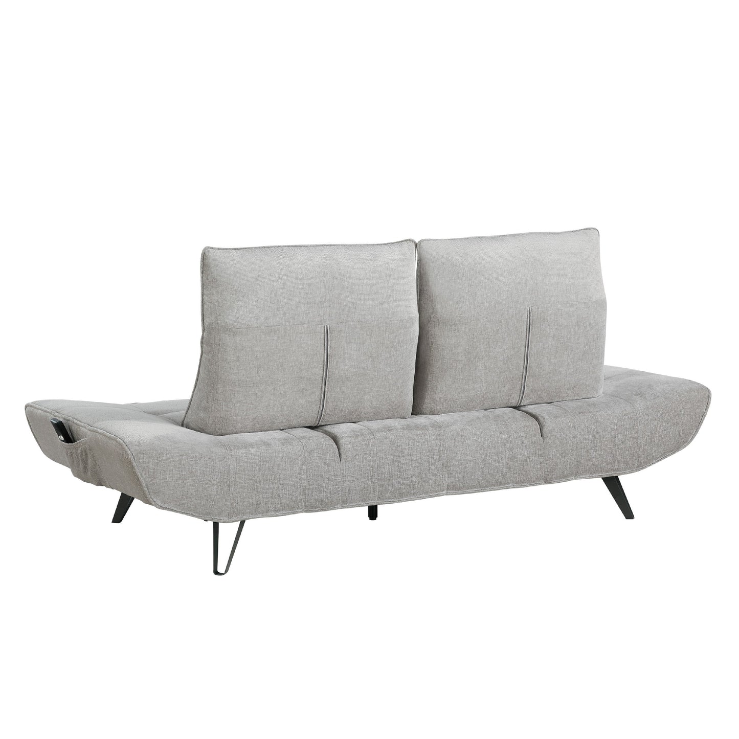 Kyan Adjustable Depth Power Recliner Sofa, Pillows Light Gray Chenille