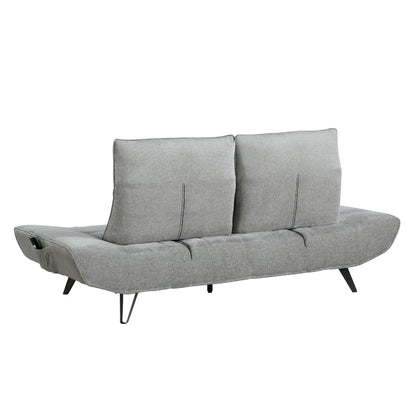 Kyan Adjustable Depth Power Reclining Sofa, 2 Pillows, Gray Chenille