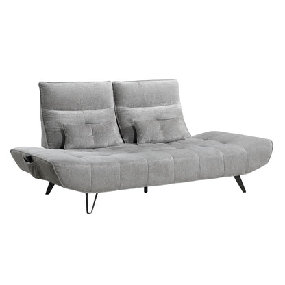 Kyan Adjustable Depth Power Reclining Sofa, 2 Pillows, Gray Chenille